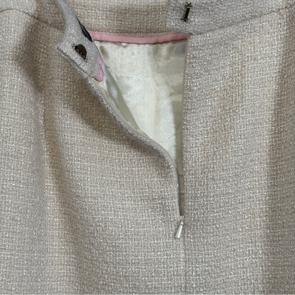 J.Crew Wool Blend Mini Skirt Size 14 Beige Tweed Lined A-Line - Picture 3 of 5